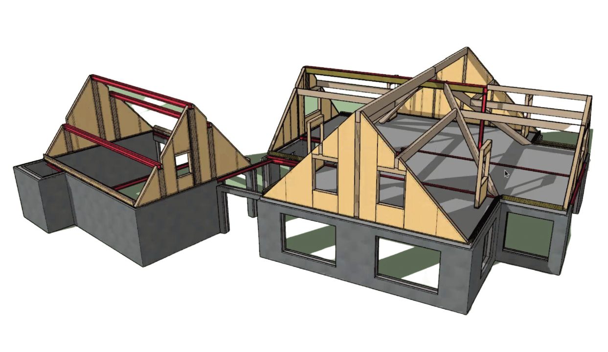3D digital model of a SIPs and timber hybrid home structure