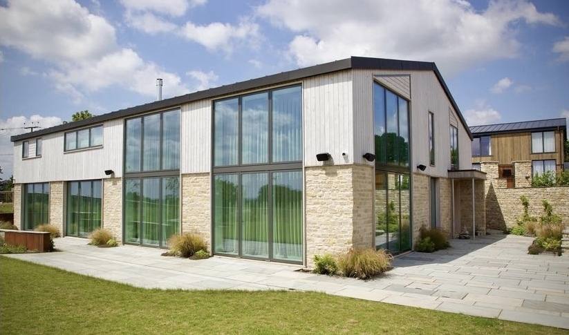 Completed luxury home with double-height glazing